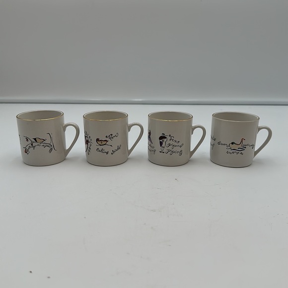 Dessert Set 4 Rosanna Espresso cups & saucers Twelve Days of Christmas Porcelain - Picture 9 of 16